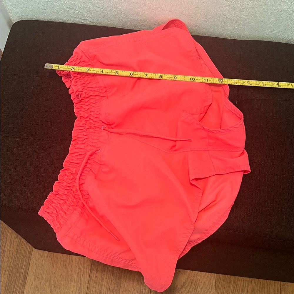 #1608** Women’s Hot Pink Neon Coral Elastic Waist Shorts - Picture 4 of 10
